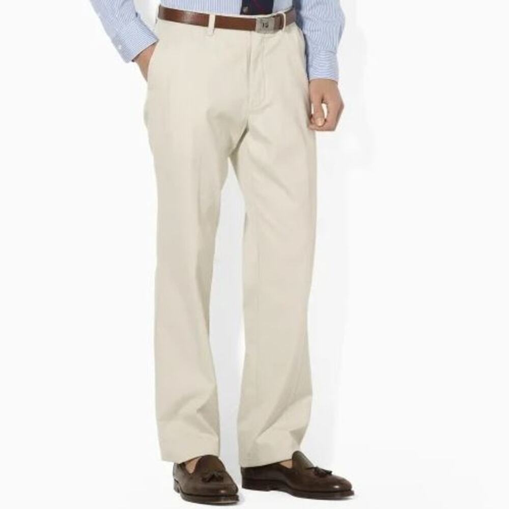 POLO Ralph Lauren 100% Cotton Straight Leg Preston Pant Khaki Mens Size 38/30